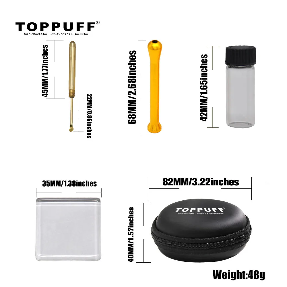 TOPPUFF набор для табака металлическая трубка + латунная ложка бутылка таблеток