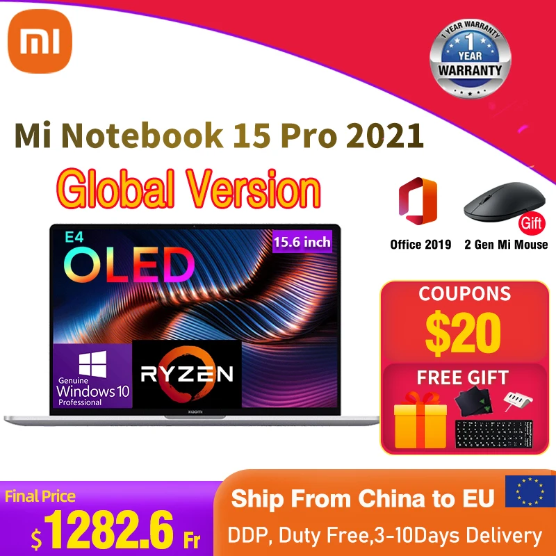 2021 Xiaomi Mi Notebook Pro 15 Ryzen Edition AMD 7 5800H 3 5 K 6 дюймов ноутбуки 16 Гб ОЗУ 512 ГБ SSD ПЗУ Windows 10 PRO ПК