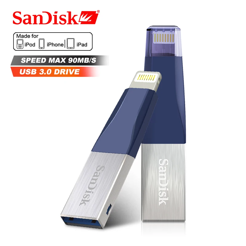 SanDisk USB флеш-накопитель iXPand OTG с разъемом Lightning USB 3,0 флеш-накопитель 256 ГБ 64 Гб 128 ГБ MFi для iPhone и iPad SDIX40N