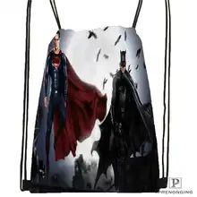 Пользовательский МИР лучший Супермен против Бэтмена походная сумка на шнурке милый рюкзак для детей(черная спинка) 31x40 см#180611-01-21