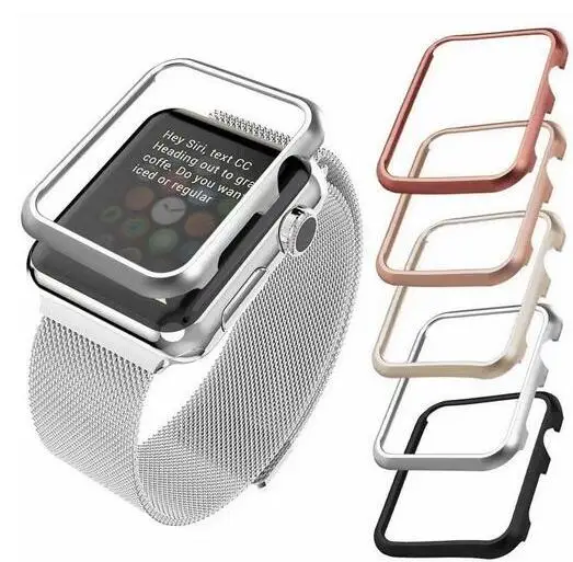 high quality Case cover For Apple Watch band 7 41mm 45mm 42/38mm 40/44mm for iwatch SE 6 5 4 3 2 1 metal frame protective | Наручные часы