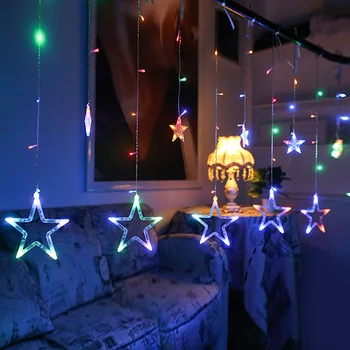 

Star Lamp LED Lamp String Ins Christmas Lights Decoration Holiday Lights Curtain Lamp Wedding Neon Lantern 220v fairy light