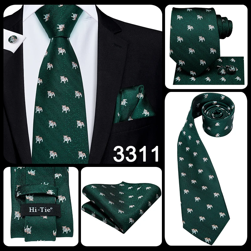 Hi-Tie Teal Green Solid Paisley Silk Wedding Tie For Men Fashion Design Quality Hanky Cufflink Men Gift Necktie Set Dropshipping