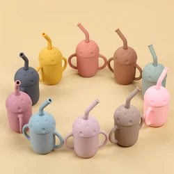Children's BPA Free 11 Colors Baby Silicone Water Milk Juice Feeding Sippy Baby Learning Drinkware Soft Straw Cups