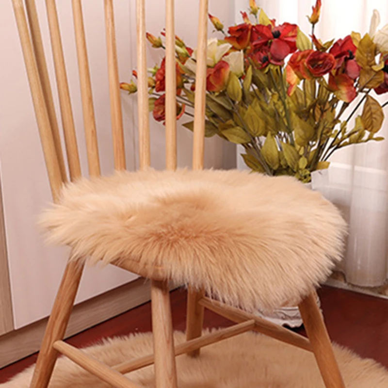 11 Soft Round Pad Carpet Hairy Plain Skin Fur Plain Fluffy Rugs Bedroom Carpet Mats - Цвет: 11