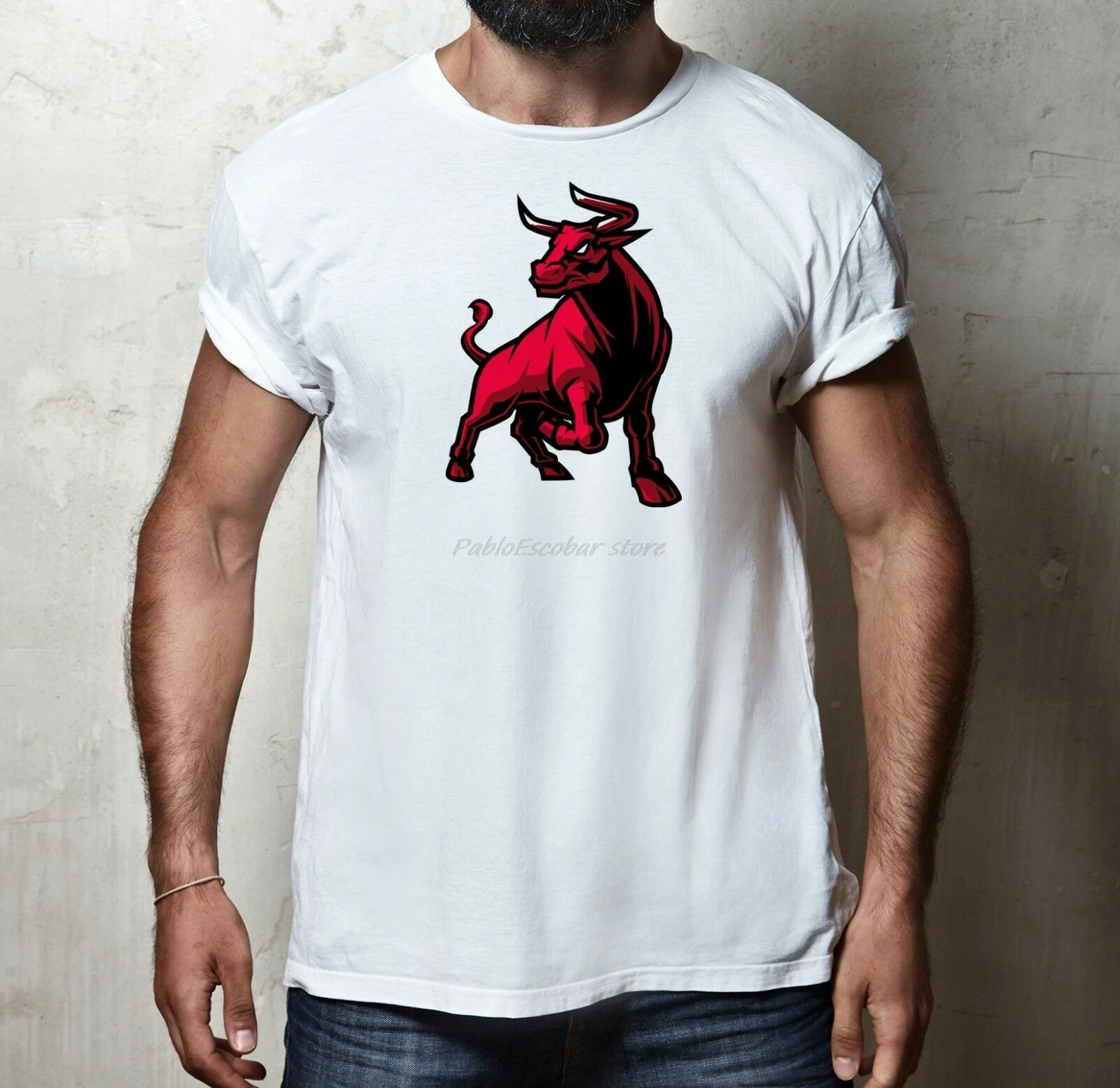 Испанский EL TORO BULL испанский логотип эмблема талисмана хлопок футболка Топ Мужская белая футболка Летняя футболка