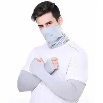 

2 In 1 Arm Sleeves Neck Gaiter Set Camouflage Cycling Bandana Face Mask Gloves