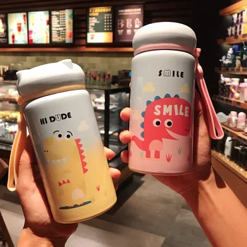 

330/280Ml Thermos Cartoon dinosaur mug Cute Pocket Children Students Stainless Steel Vacuum Flask Bottle Water Vacuum Cup Drink