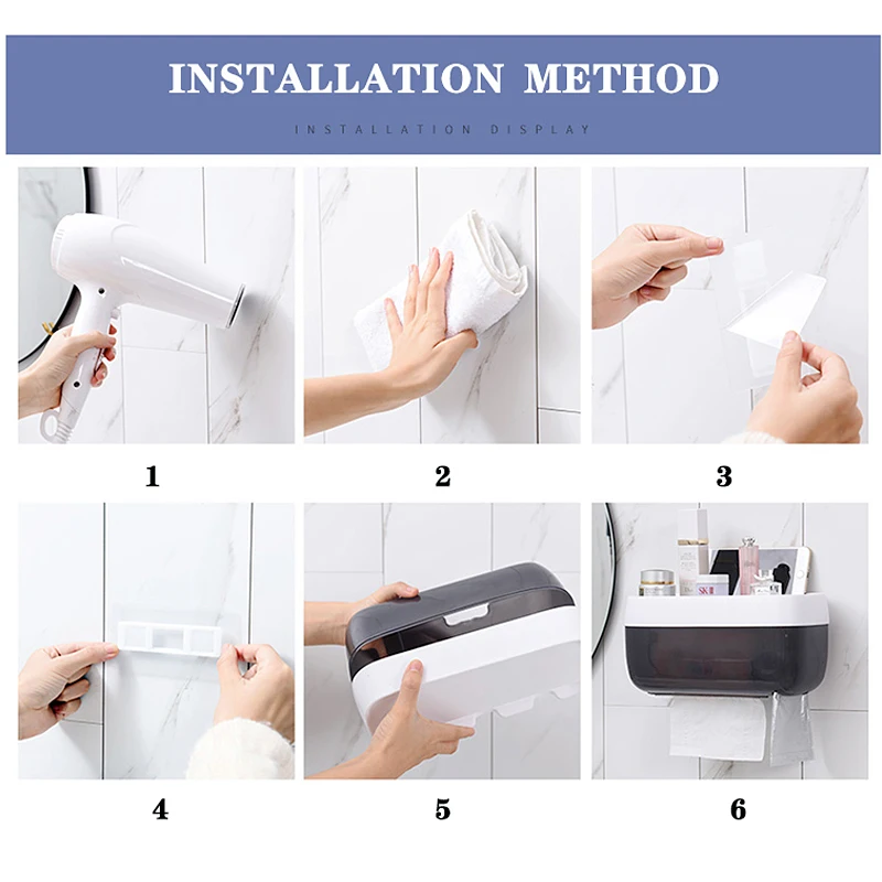 Creative Bathroom Tissue Dispenser Waterproof Toilet Paper Holder Roll Paper Storage Box Bathroom Paper Phone Holder Plastic