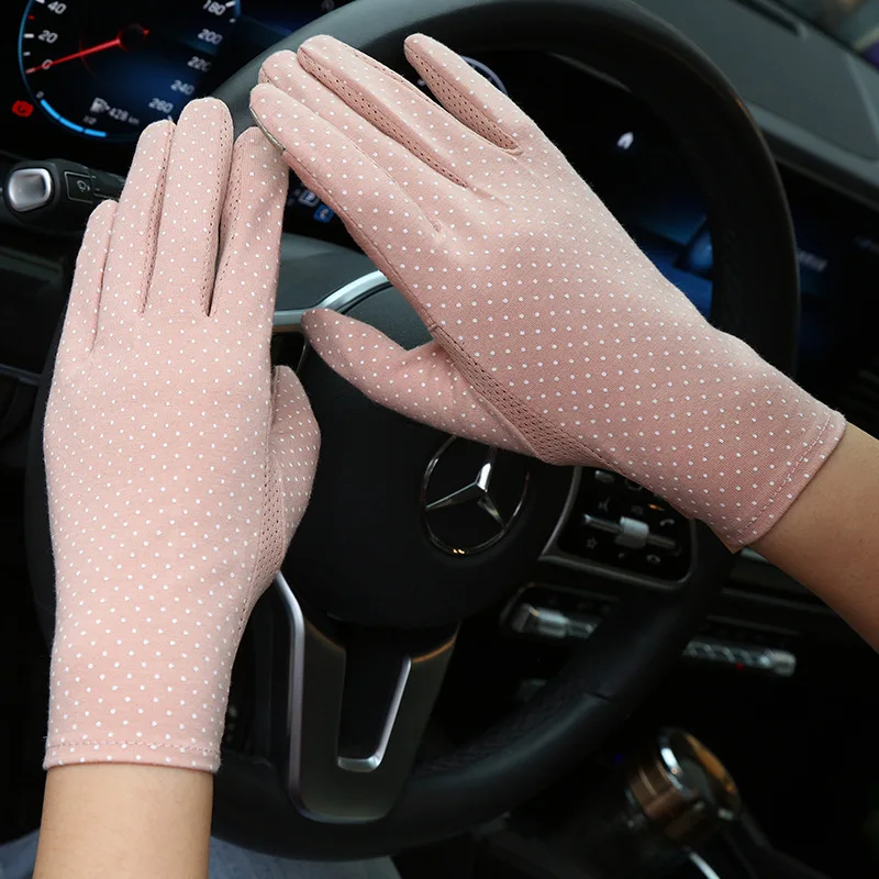 

Summer Women Driving Gloves UV Sunscreen Short Sun Screen Solid Color Thin Breathable Touch Screen Gloves