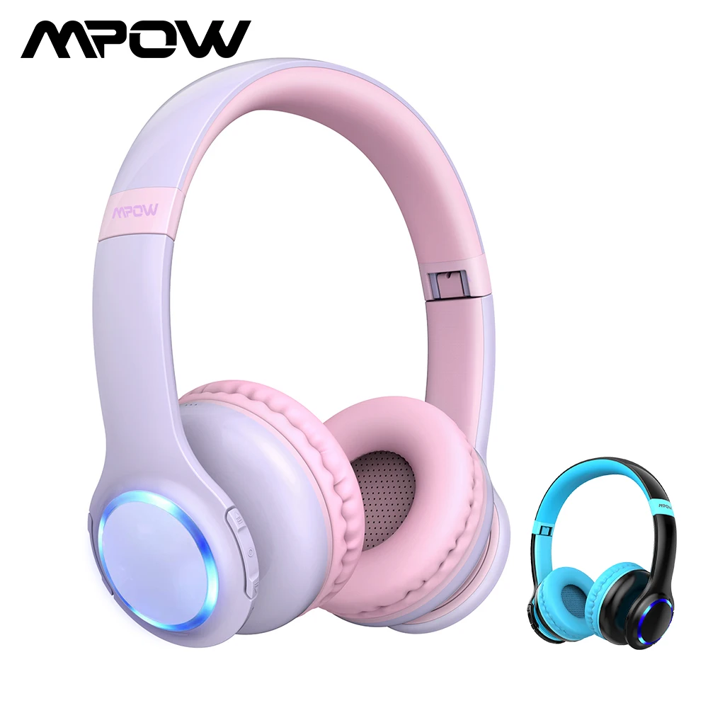 Mpow CH9 Kids Headphones Foldable Bluetooth Headphone With Mic LED Light 85dB Volume Limit Headset For Boys Girls Teens Children