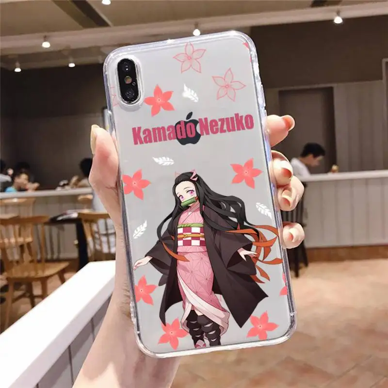 Kamado Nezuko Kimetsu No Yaiba Demon Slayer Phone Case Transparent For iphone se 6 6s 7 8 11 12 13 plus mini x xs xr pro max