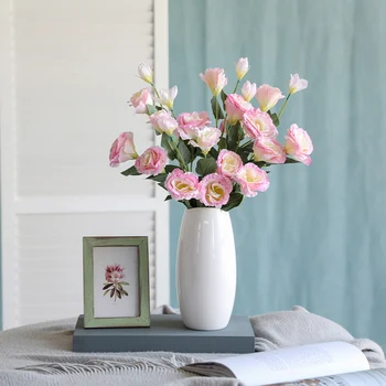 

Luyue 72CM 5Pcs Artificial Nordic Bellflower White Fake Flower Home Indoor Decoration Wedding Simulation Rose Flower Bouquet