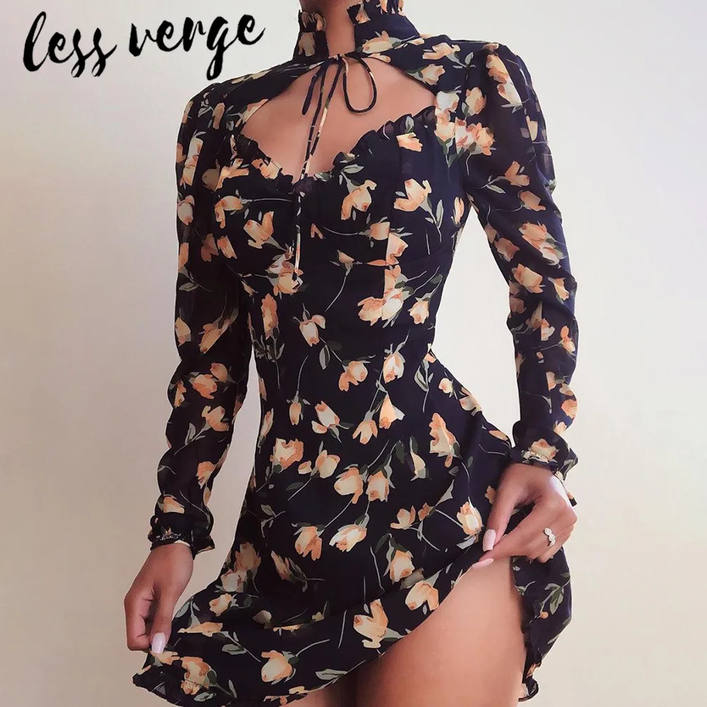 Женское платье в стиле бохо Lessverge Осеннее Бандажное с цветочным принтом