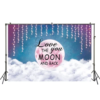 

Twinkle Little Star Baby Shower Backdrop Love You to The Moon and Back Newborn Baby Girl Birthday Party photo Background W-3368