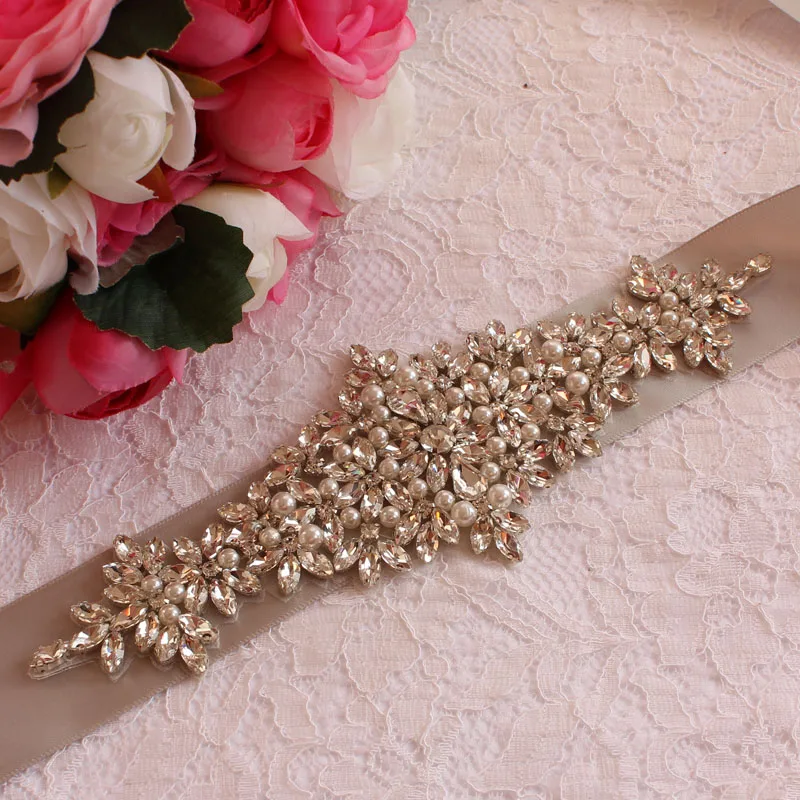 Steentjes Trouwjurk Riem Серебряная лента Свадебная со стразами Диамант бруиды Riem Voor Vrouwen Jurken - Цвет: dark gray