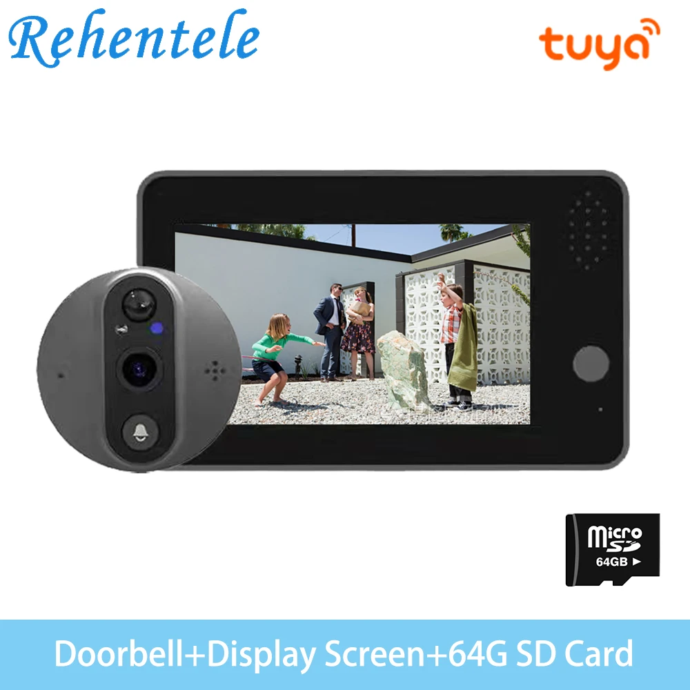 WiFi Smart 1080P Video Doorbell Peephole Camera Viewer Home Security Two-way Audio HD Night vision Tuya WiFi Doorbell Camera wireless intercom with camera Door Intercom Systems