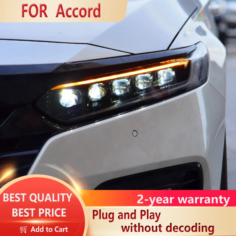 

Стайлинг автомобиля для Accord, передсветильник фара s 2018-2019 светодиодный ная передняя фара, передняя фара DRL, все светодиодный ные источники света, автомобильные аксессуары