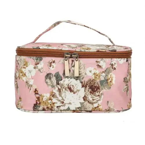 Light Pink В путешествии Красота чехол с цветочным узором и изображением героев мультфильмов органайзер для косметики косметичка дорожная сумка для хранения туалетных принадлежностей Портативный чехол - Цвет: Light Pink