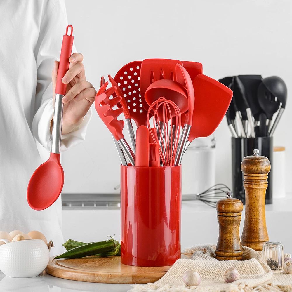 14 шт силиконовые кухонные наборы Инструменты для приготовления пищи BPA бесплатно с ящиком для хранения Тернер щипцы шпатель ложка для супа гаджеты для приготовления пищи