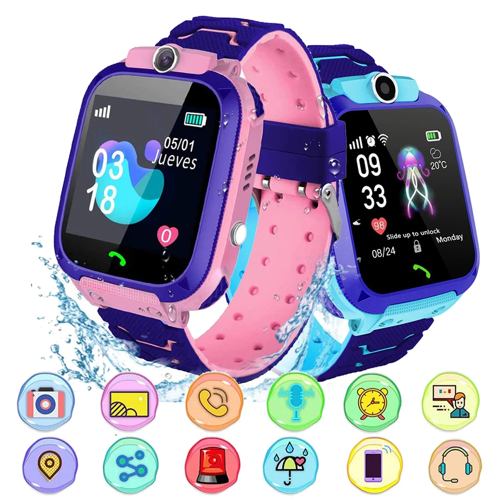 Boys Girls with Sim Card Photo Waterproof IP67 Gift Touch SIM SOS GPS Anti-Lost Kids Children Smart Phone Watch | Электроника
