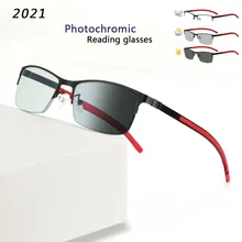 

KJDCHD Titanium alloy Photochromic Men Reading Glasses Chameleon CR-39 Resin Aspheric Glasses Lenses +1.00 +1.50 +2.00 +2.50