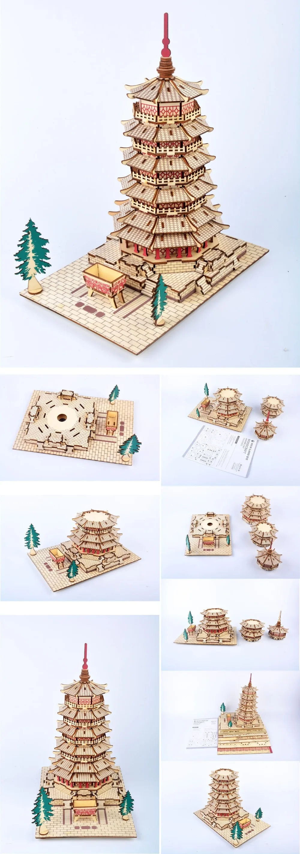 Сакьямуми башня DIY 3D деревянные головоломки по дереву сборочный набор резка деревянные игрушки для Рождественский подарок 3213