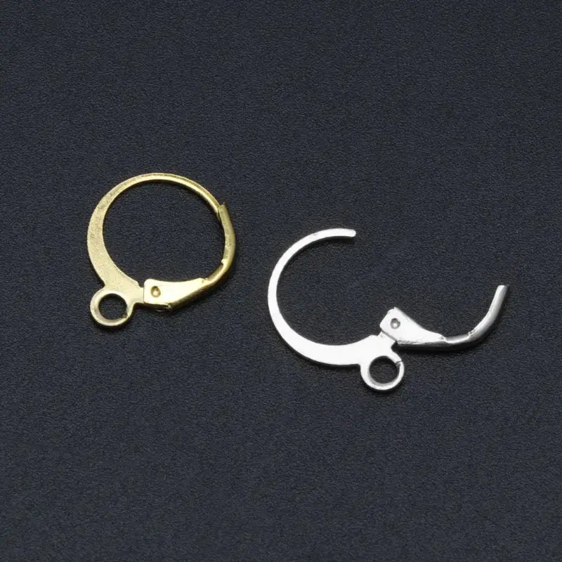 200 шт DIY золотые серебряные серьги крючки Leverback Earwire ювелирных изделий 15x12 мм T4MD