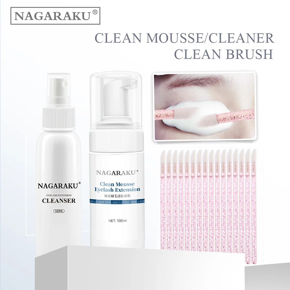 Nagaraku 100ml Eyelash Extension Shampoo Mousse Stacy Lash Brush Eyelid