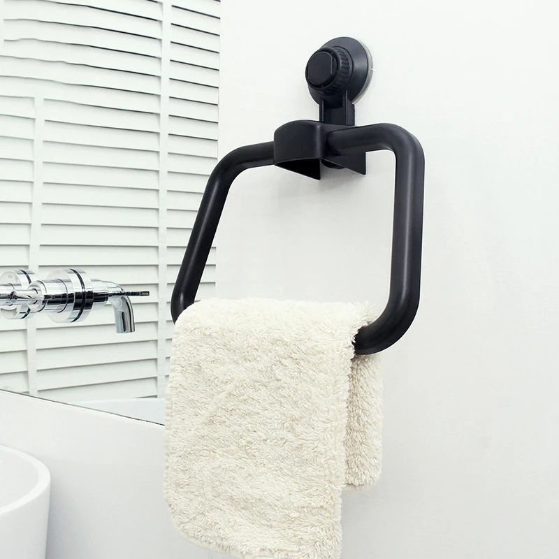 

Vacuum Strong Suction Cup Bathroom Towel Holder New No Trace PVC Wall-Mounted Towel Ring Punch Free Convenient Hand Towel Holder
