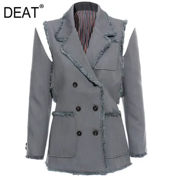 

DEAT 2020 New Autumn Winter Turn Down Collar Long Sleeve Double Breasted Pockets Personality Jacket Women Coat Fashion JX643
