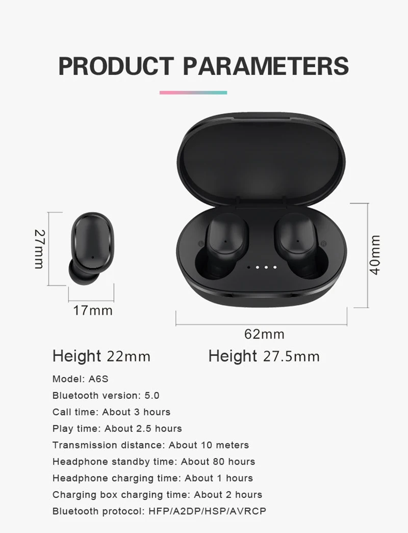 TWS Bluetooth Earphone Wireless Headphone Stereo Headset Sport Earbuds Microphone With Charging Box For Smartph