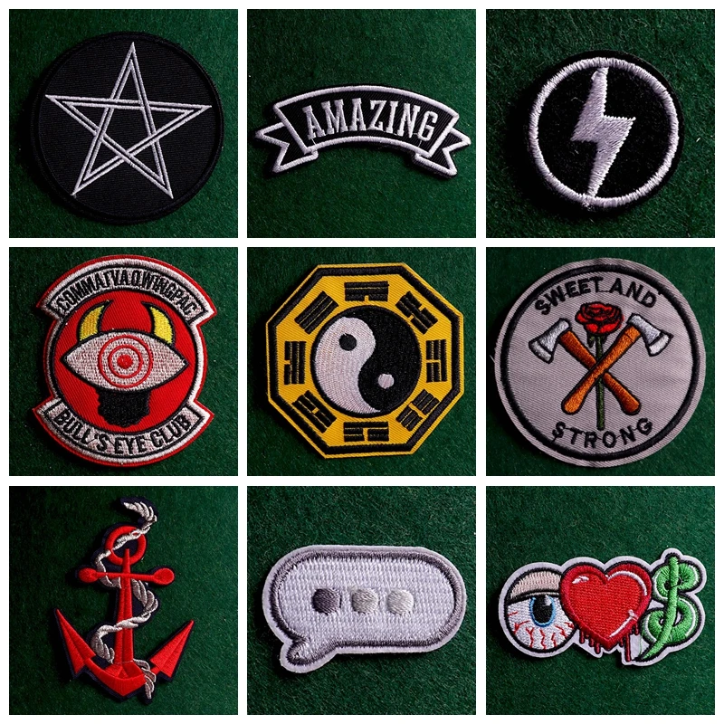 

2PCs/Lot Punk Clothes Patches Slogan Sign Patch Iron On Patches For Clothing Stripes Badges Embroidered Patches On Clothes Decor