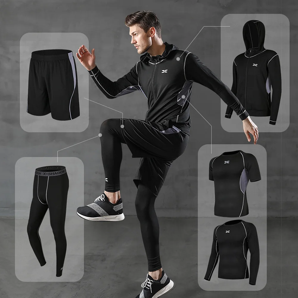 Workout Sports Men Clothing Set Jogging Sportswear Gym Run Outdoor Tights Suit