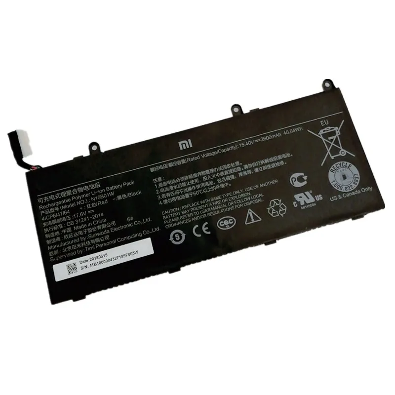 Подлинный Аккумулятор для Xiaomi Mi Ruby 15,6-INCH N15B01W 15,4 V 40WH