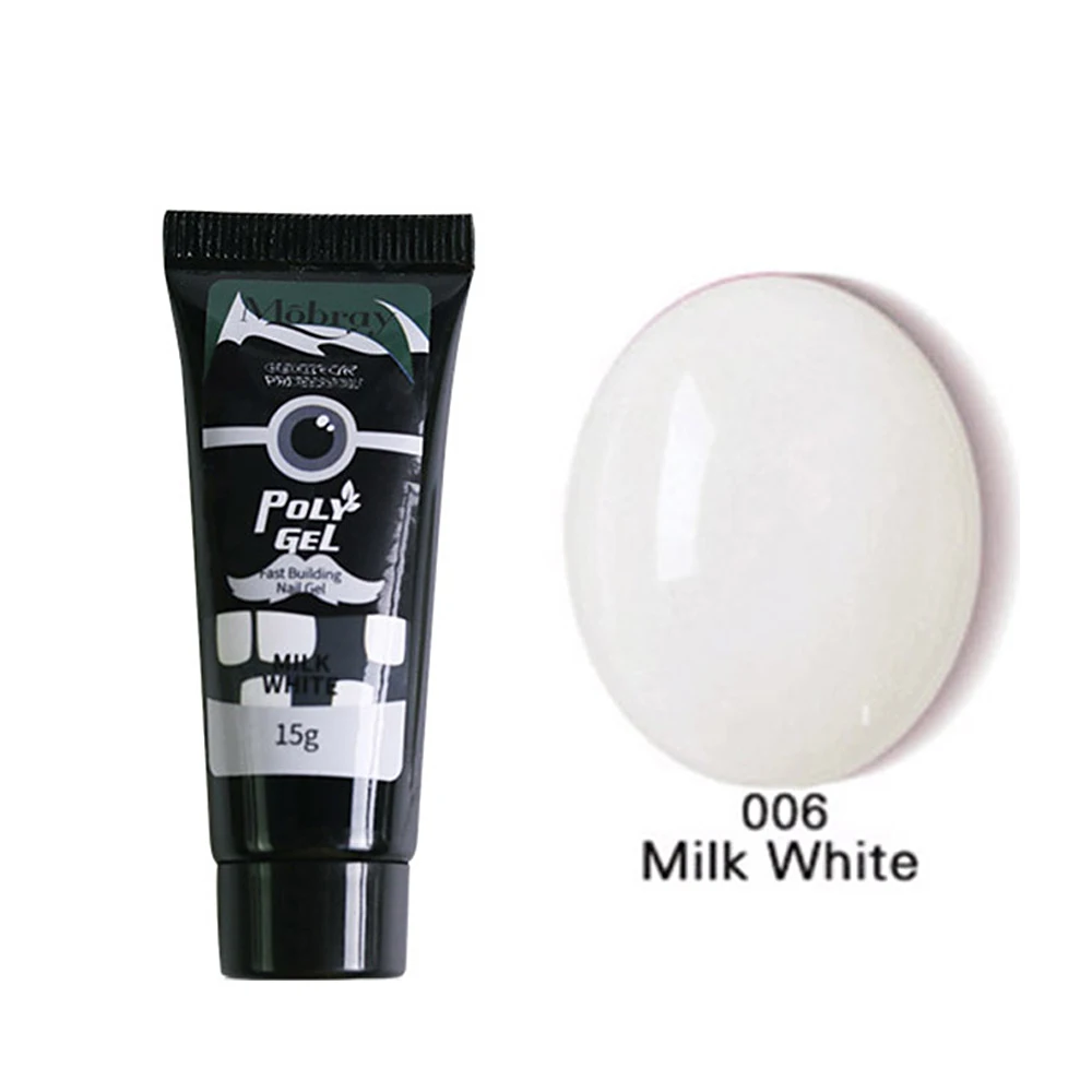 06MILK WHITE 15 мл полигель быстрое строительство полигель расширение ногтей желе УФ гель лак для ногтей светодиодный строительный гель Советы улучшение скольжения решение - Цвет: 06MILK WHITE
