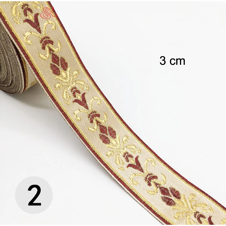 1M Ethnic Embroidered Jacquard Ribbons Trim DIY For Decoration Handcraft Apparel Sewing Headwear Lace Fabric HB165 - Цвет: 2