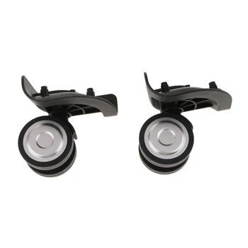 

2 Packs Plastic Left & Right Luggage Suitcase Wheels Swivel Universal Casters Replacement Part (Dual Roller ) YJ-2015 Black