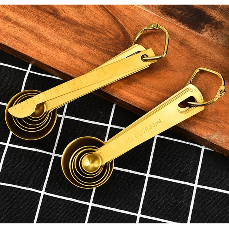 6/7pcs Measuring Spoons Stainless Steel Seasoning Coffee Tea Measure Scoop with Scale Bakery Tool