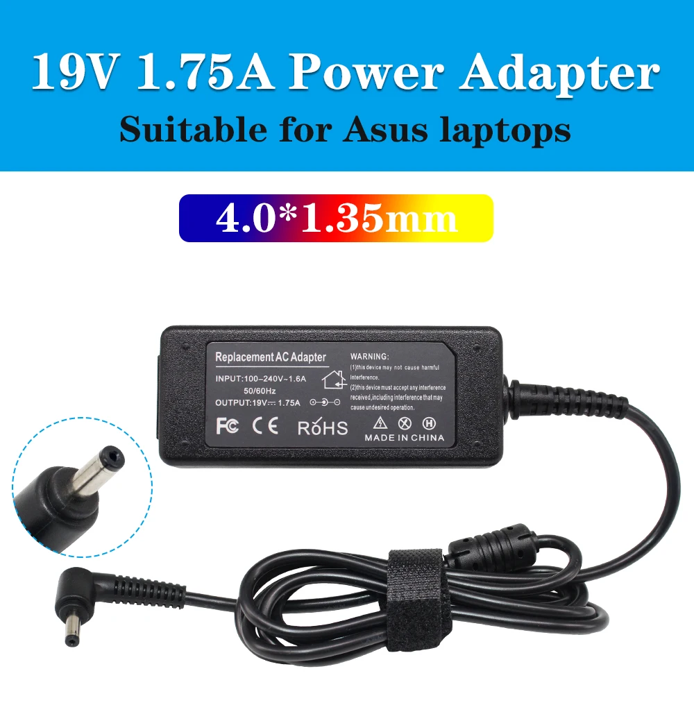 45w 19V 1.75A 4,0*1,35 адаптер переменного тока питания для ноутбука Зарядное устройство Питание для Asus UX360C X553M Q302L Q504UA Q304U S200E X201E X201E X202E X