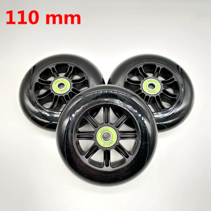 Ruedas de patinete, 110mm, 3 unids/lote, incluye ABEC-9 de rodamiento, envío gratis