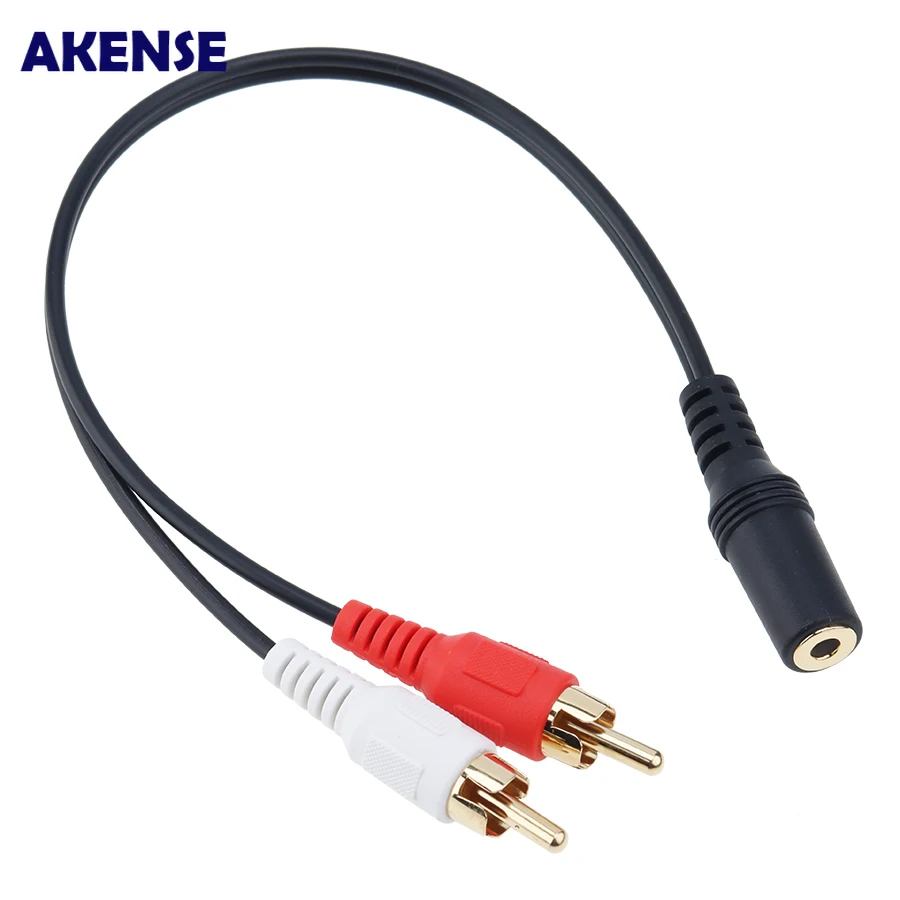 100pcs 28cm 3 5mm Female Jack to 2 RCA Male Plugs Audio Stereo Adapter Y Cable for DVD TV VCR To Headphone Speaker Jack Golden