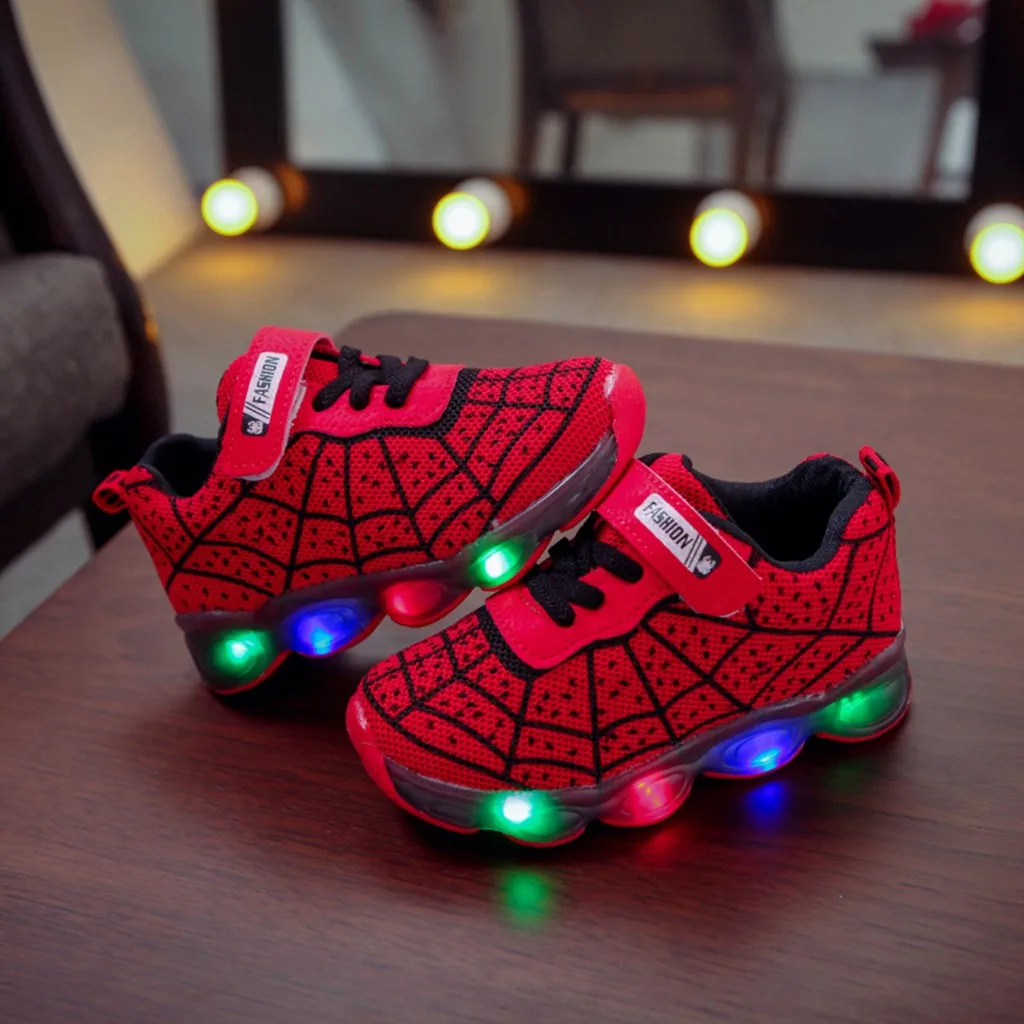 Led Luminous Kids Shoes For Boys Girls Light Children Glowing Baby Sneakers Cartoon Mesh Running Sport Shoes Zapatillas Zapatos