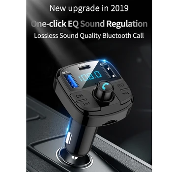 

New Bluetooth 5.0 Fm Transmitter Car Kit MP3 Modulator Car Charger QC3.0 Double USB with LED Lattice Sn EQ Mode