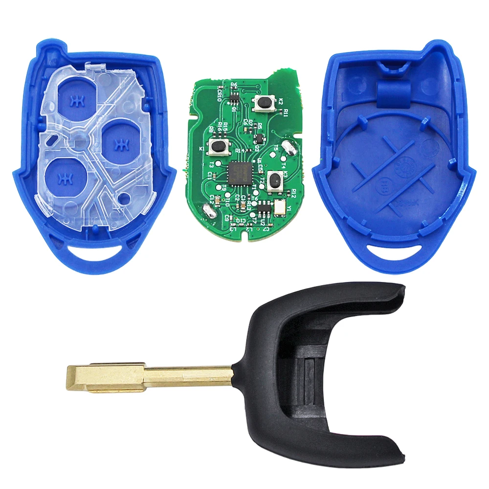 3 BUTTONS REMOTE CAR KEY 433MHZ 4D63 6F CHIP FOB FOR FORD TRANSIT WM VM 2006-2014 P/N: 6C1T15K601AG-BLACK HEAD FO21 BLADE