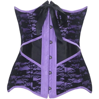 

Corset mujer women underbust sexy lingeries Purple lace body shapewear plus size Waist cincher Bustiers Top
