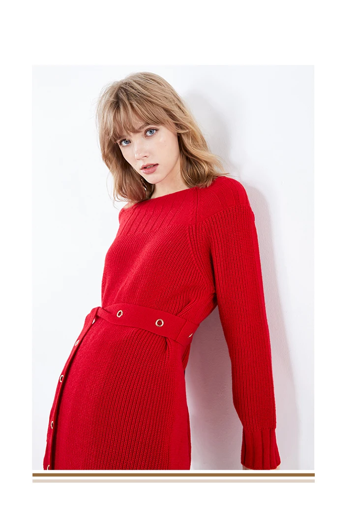 ONLY Autumn Winter Women's Loose Fit Cinched Waist Knit Dress | 119346523