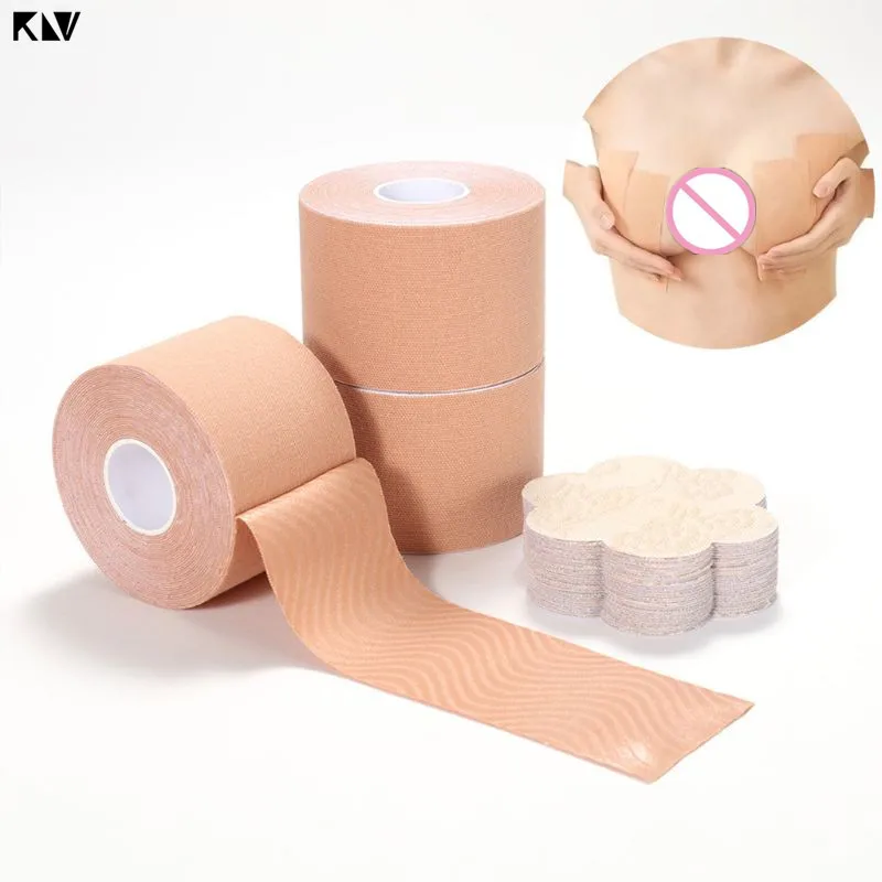 

Women Breast Petal Lift Tape with Disposable Lace Nipple Cover Set Instant Push Up Sticker DIY Ribbon Invisible Adhesive Bra Pad