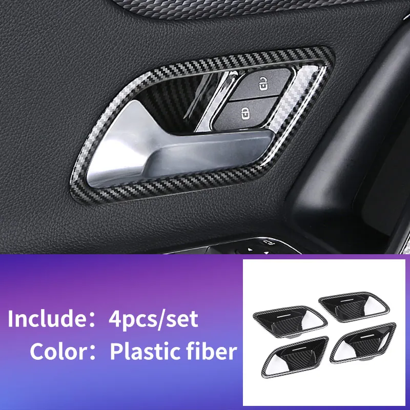 plastic fiber 4 pcs Обшивка дверных чаш для Mercedes w177 amg/класс А mercedes класс А w177 обшивка/a180 Mercedes класс w177 аксессуары - Название цвета: plastic fiber 4 pcs