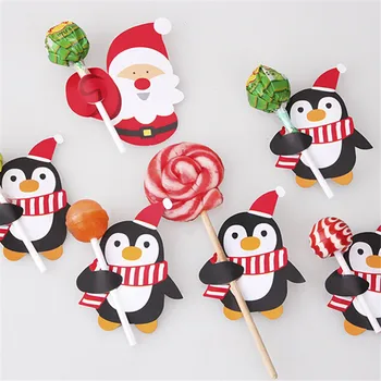 

50Pcs Cartoon Santa Claus Paper Lollipop Cards DIY Gift Package Decor Christmas Gifts Christmas Decoration for Kids 2020 Navidad